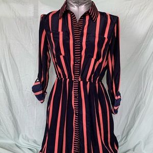 Long sleeve, high low striped dress